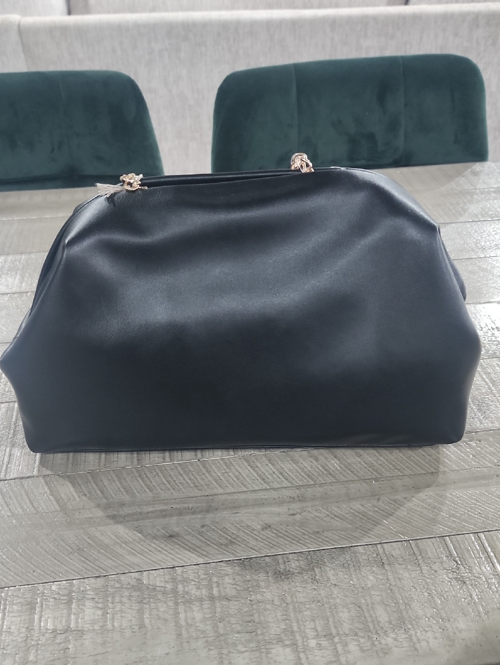 a new day Black Faux Leather Studded Shoulder Bag with Gold Accents - Picture 3 of 6
